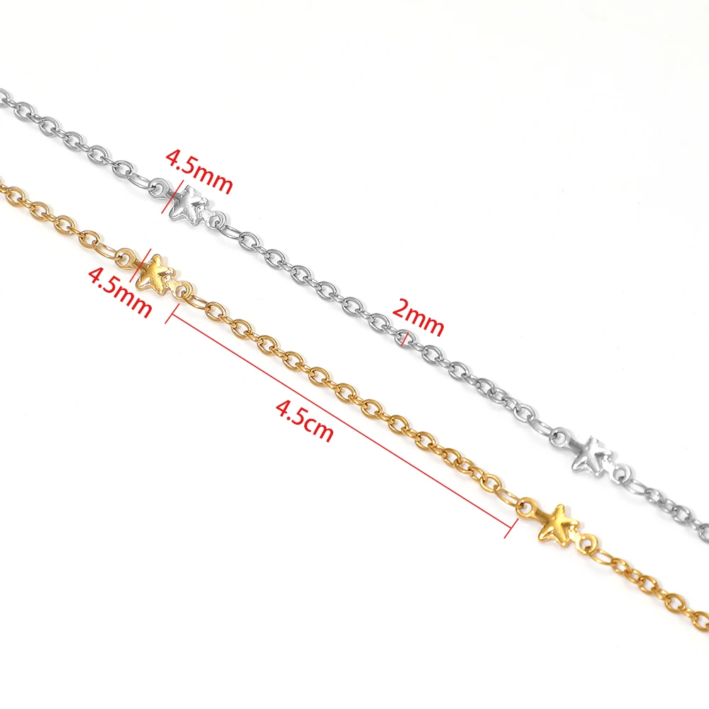 2 Meter Edelstahl-Sternkettenglieder für DIY-Handschmuck, Halsketten, Armbänder, Ohrringe und Körperketten-Zubehör – Detail 1