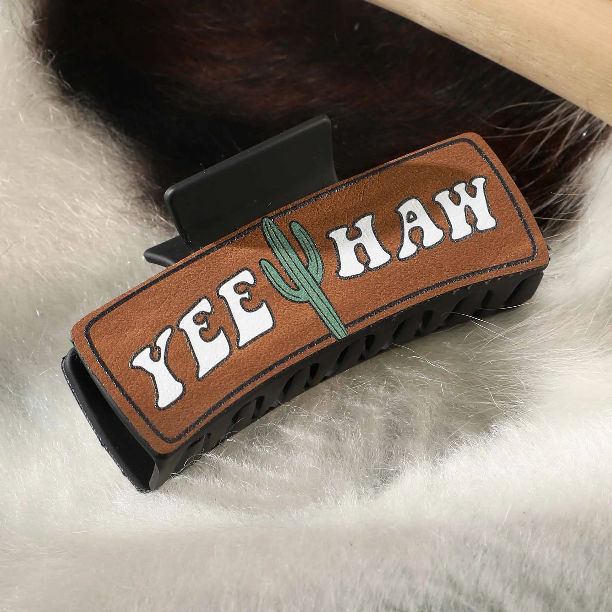4 pezzi fermagli per capelli in pelle di girasole cactus Yee Haw artigli per clip per le donne boutique all'ingrosso regalo copricapo accessori per capelli