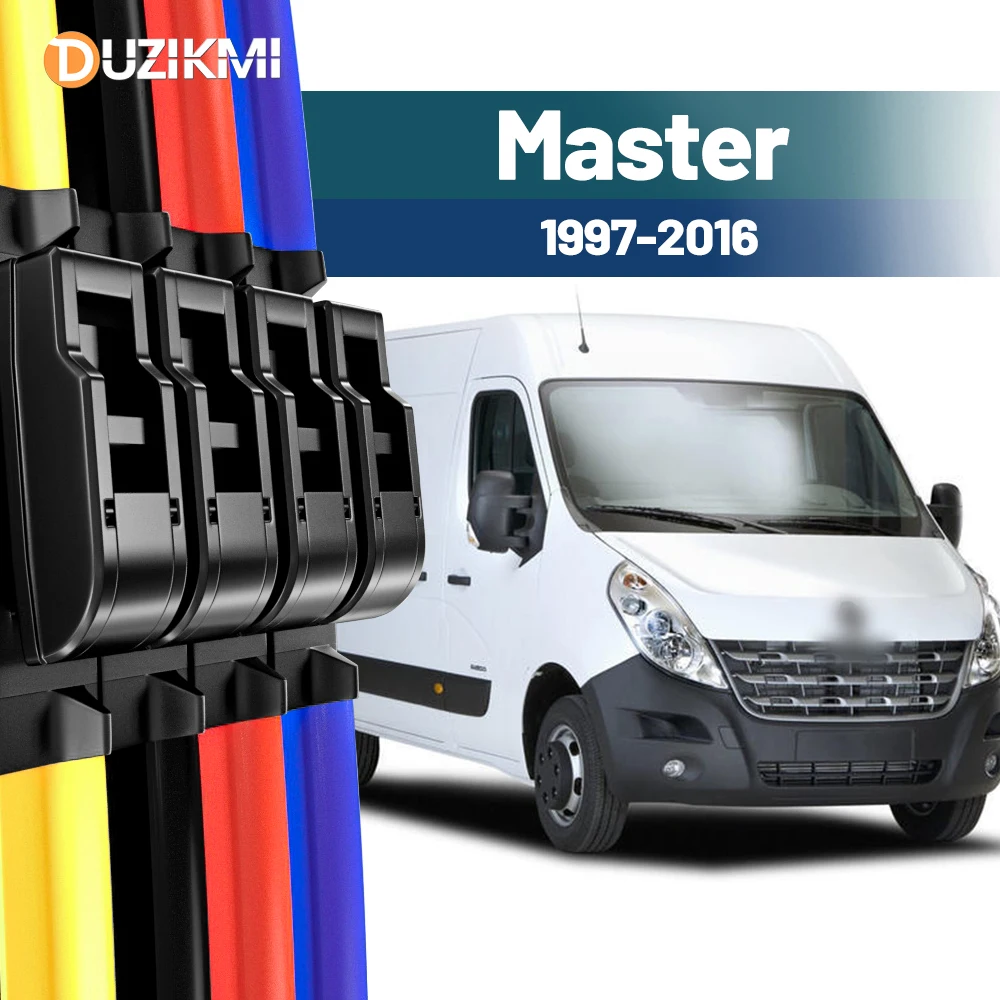 

For Renault Master 2 3 1997-2016 2009 2010 2011 2012 2013 2014 2015 2pcs Front Windshield Windscreen Wiper Blades Red Blue