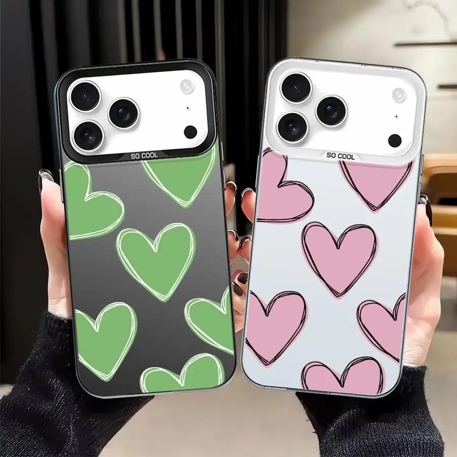 Back Phone Cover Case for iPhone XR 11 17Air XS 15 Plus 16e 16 17 Pro Max 14 12 13 Creative Love Heart