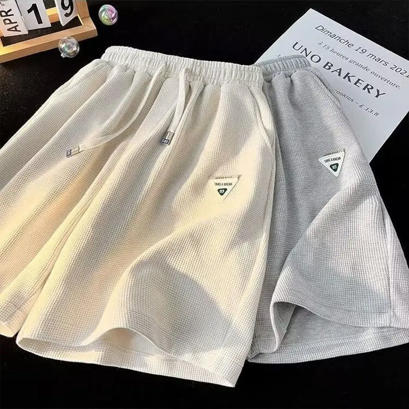 

Мужские летние шорты из ледяного шелка в американском стиле, быстросохнущие, повседневные, вязаные, для активного отдыха, модные, брендовые, тонкие, до колена