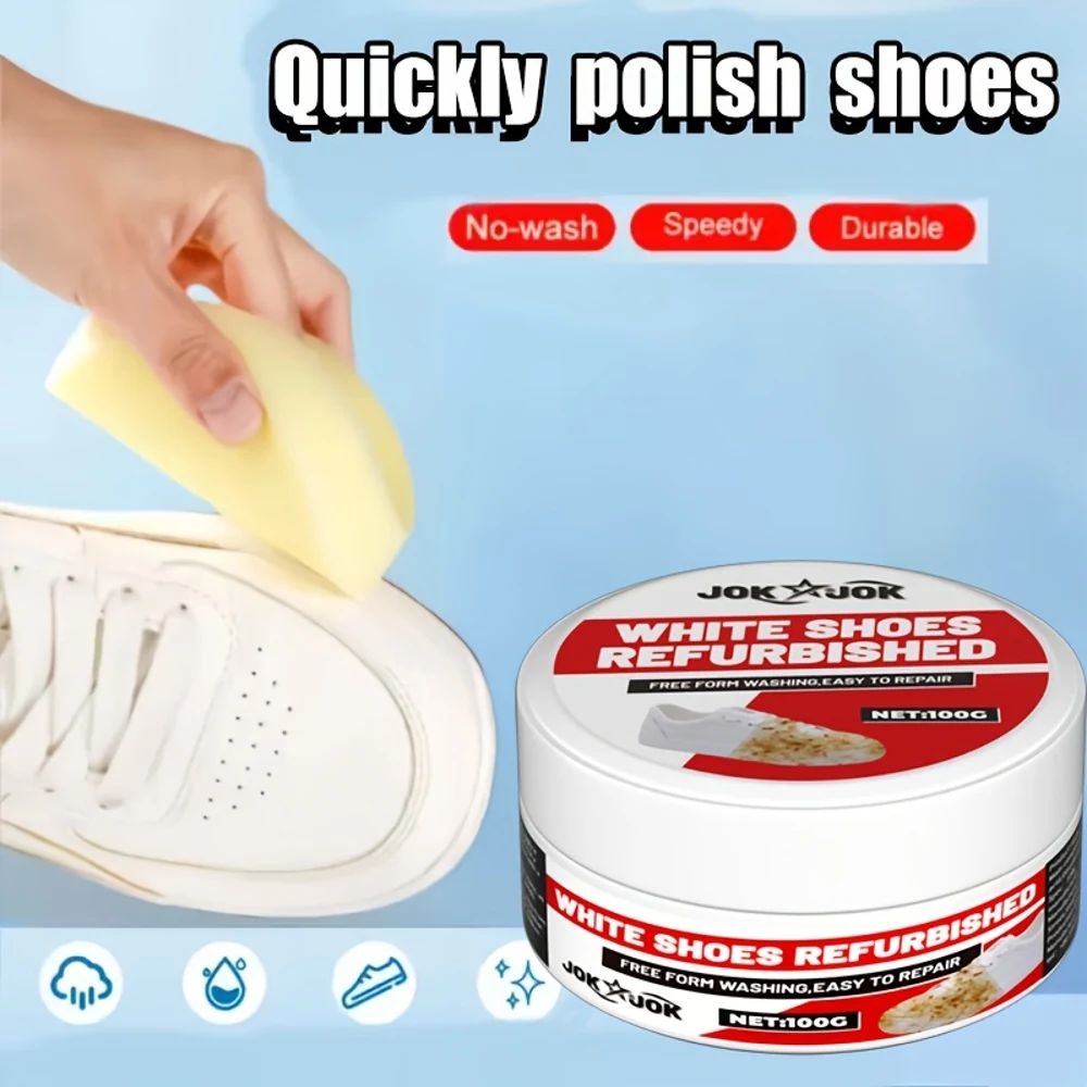 Esmalte simples e eficaz para sapatos, adequado para superfícies lisas – Creme de renovação e cuidado com esponja para clarear, remover pré-amarelamento