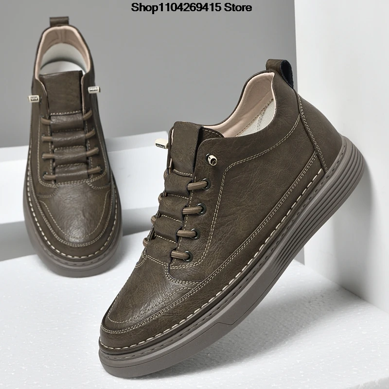 Men Internal Height Increasing Oxford Shoes Casual Leather Shoes Fashion Internal Height Increasing Shoes Outdoor Male Sneakers view 3