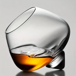 250ml Whisky Glasses  Belly Beer Rotating Glass Red Wine Spinning Whiskey Rolling Liquor Brandy Shaking Cup Home Rock Bar Decor