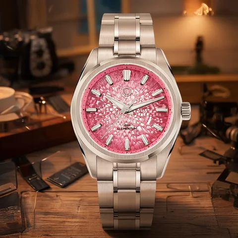 Watchdives WD0003C Quartz Watch VH31 Sweep Seconds Movement 38mm ice Crack Dial Sapphire Luminous 100m Waterproof Men Wristwatch