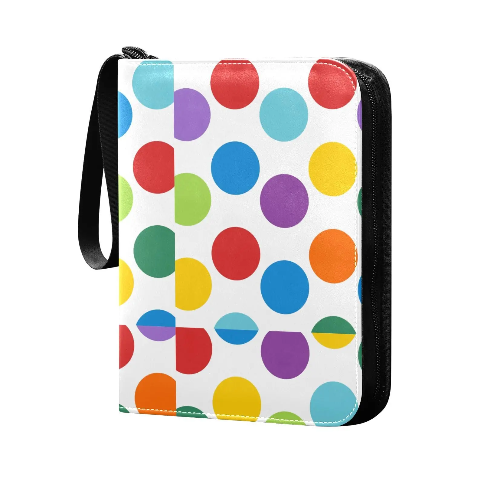 Rainbow Polka Dots 4 Pocket Cards Binder, 400 Double Sided Pocket Album for Sport Game Cards, Unique Card Collection Storage