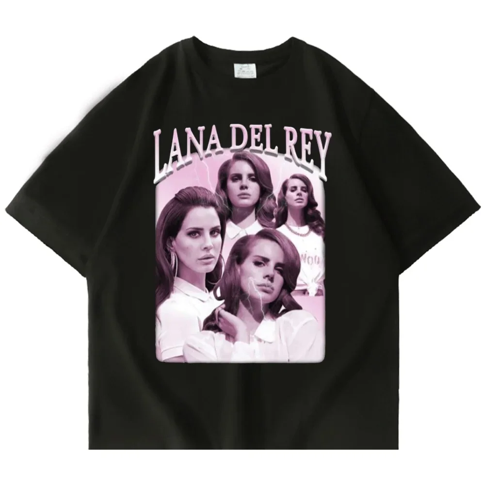 Camiseta extragrande estampada feminina Lana Del Rey LDR, streetwear de manga curta, camiseta casual com gola redonda, moda