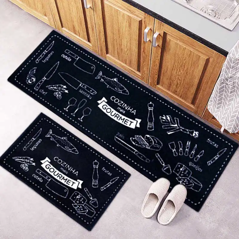 

Gourmet Door Mat Kitchen Carpet 40x60cm And 40x120cm Polyester Fiber Printed Latex Anti Slip Floor Rugs Home Decoration