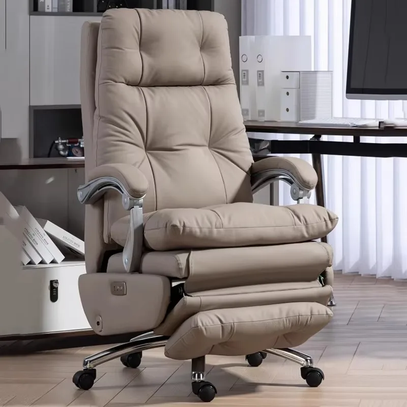 レザーサポート ソフトオフィスチェア アームレスト 北欧風回転式人間工学に基づいたオフィスチェア シェーズデザイン ローリング オフィスチェア 家具