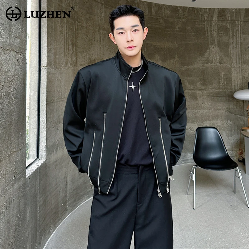 

LUZHEN 2024 Autumn New Niche Drawstring Design Jackets Original Plain Korean Personalized Trendy Handsome Men's Clothing LZ4637