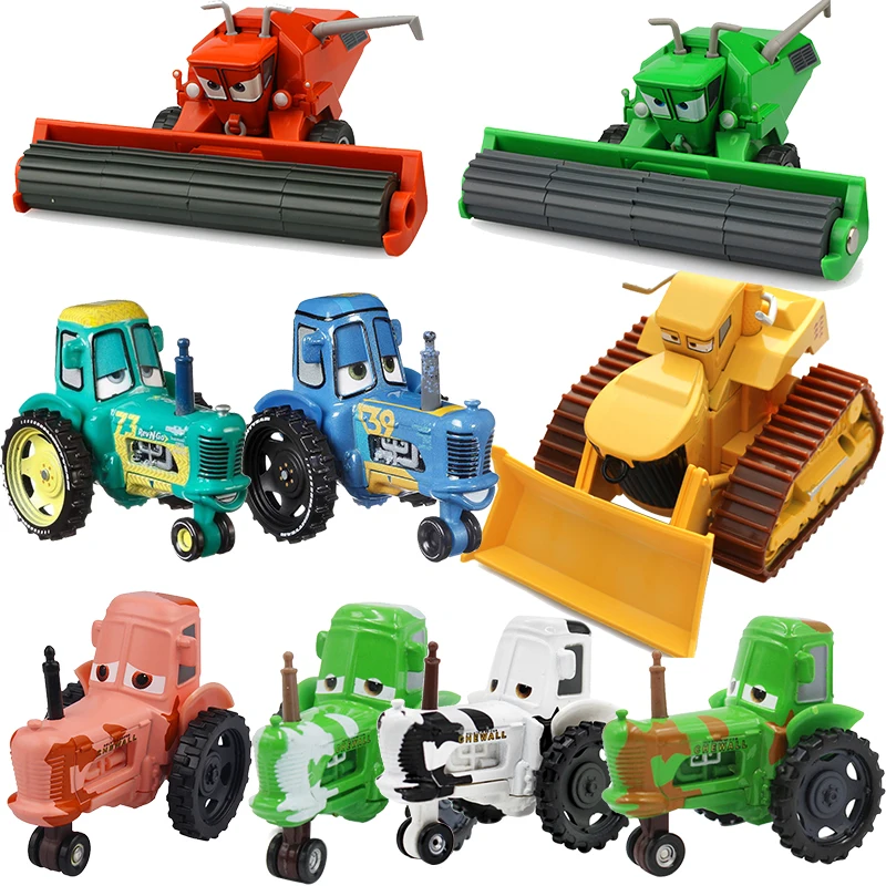 Disney Pixar Cars 2 3 Lightning Mcqueen Deluxe Frank Tractor Bulldozer Metal Model Car 1:55 Diecast Vehicle Toy For Children Kid