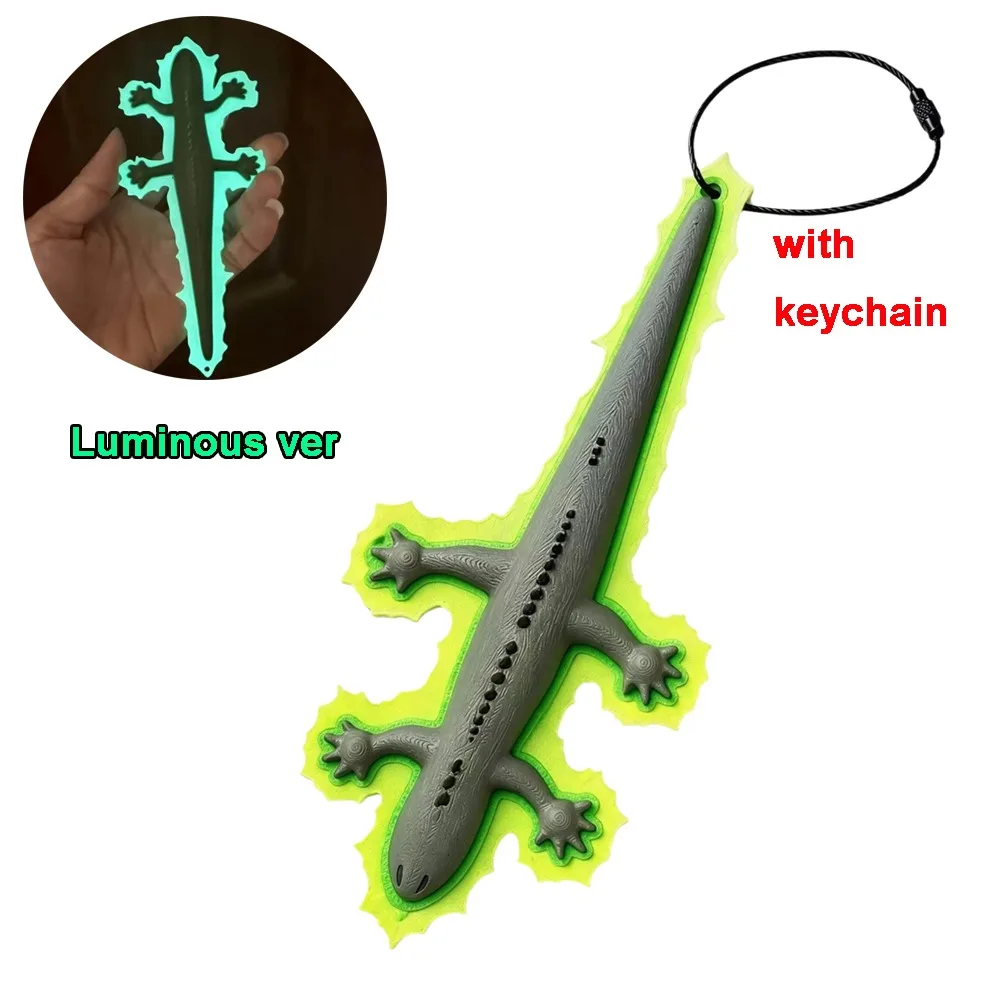 3D Printed Lizard Keychain PETG Luminous Feature Animal Key Ring Lightweight Cartoon Gecko Keychain Backpack Decoration