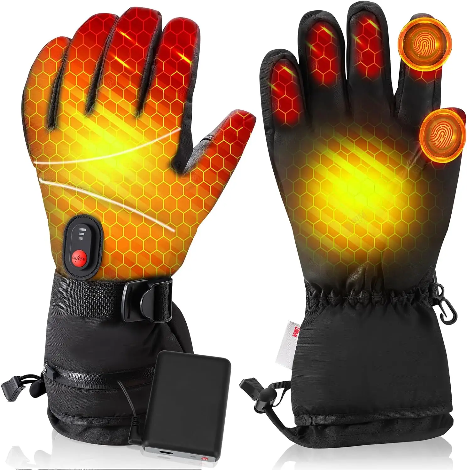 Heating gloves for men and women, rechargeable battery of 6000 mAh temperature adjustment for cycling motorcycle ski mountaineer