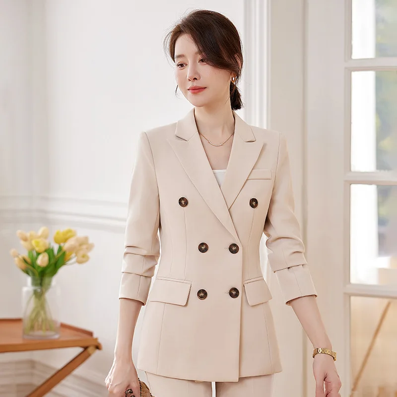 Apricot Suit Jacket for Women Spring and Autumn2024Korean Style Commuter Workwear Formal Suit Work Clothes High-Grade Suit Suit