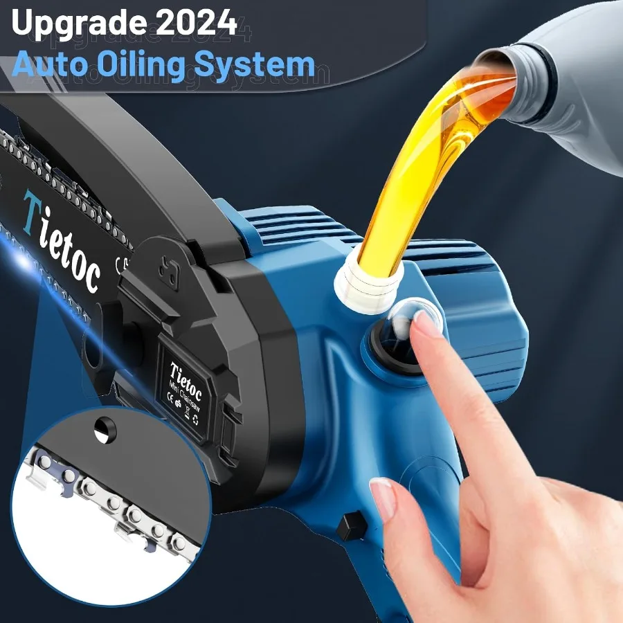 Motosega elettrica portatile a batteria da 6 pollici con oliatore automatico Mini motosega potente da 880 W per tagliare alberi e giardinaggio