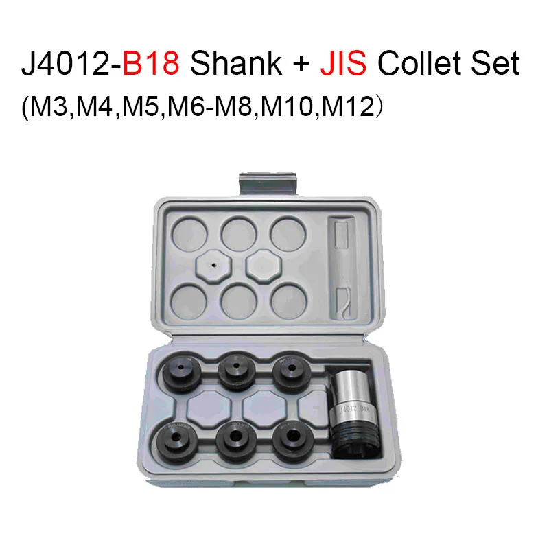 J4012 Quick‑Change Tapping Chuck Set B16 B18 Rigid Tap Holder With M3‑M12 6 PCS ISO JIS Collet for Radial Bench Drilling Machine