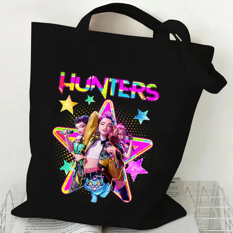 

K Pop Demon Hunters женская сумка на плечо модные холщовые сумки милые сумки-тоут сумки с кавайным принтом сумки для покупок подарки на день рождения