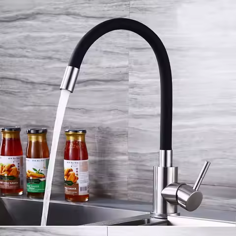 Kitchen Faucets 304 stainless steel Universal Flexible Pipe Kitchen Sink Water Tap Deck Mounted Hot Cold Taps