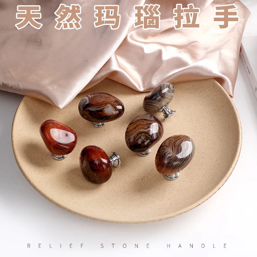 

Nature Agate Stone Cabinet Drawer Knob Dressing Decorative Box Handle Brass Furniture Door Handle Wardrobe Cabinet Pulls