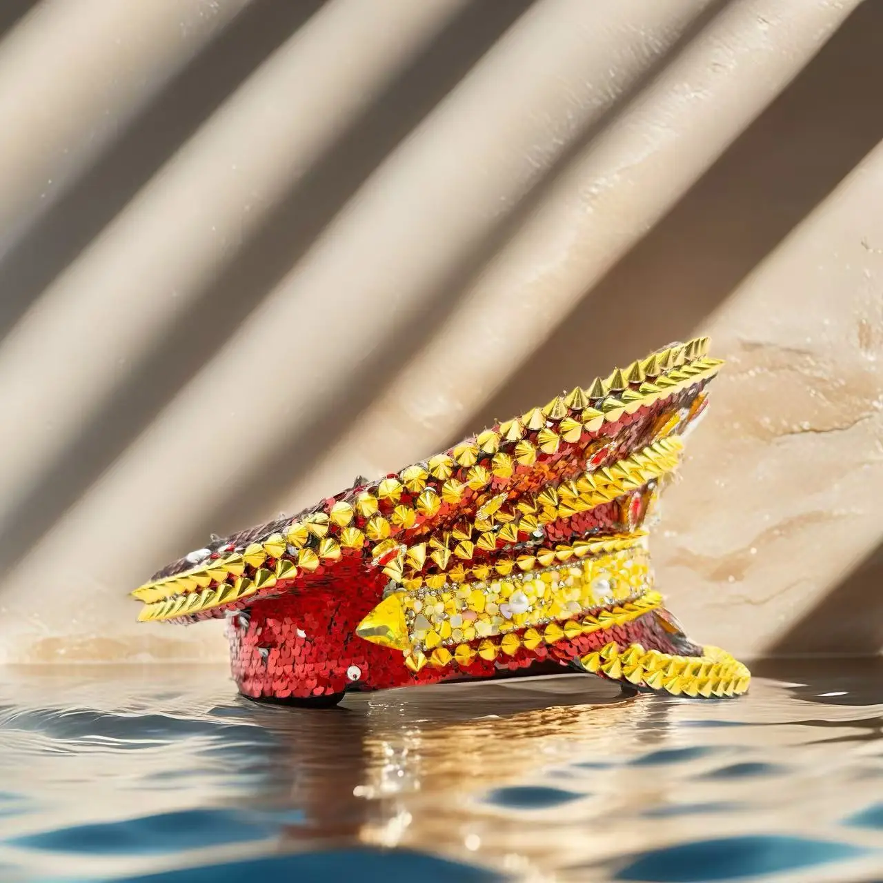 HongLuan قبعة كابتن بحلقة جلدية بالليزر الأصفر من حجر الراين وقبعات عسكرية للمرأة، وإكسسوارات المهرجانات الهذيان وقبعة الحفلات للرجال