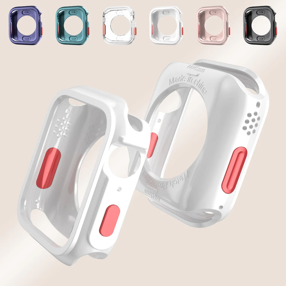 Funda resistente para Apple Watch, funda protectora de TPU suave de 9/8/7 45mm 44mm 41mm 40mm para iWatch Series 6/SE 2/5 4