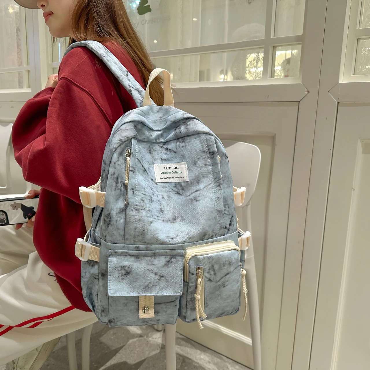 

Large Capacity New Fashion Women's Nylon Cloth Student Schoolbags Simple Casual Versatile Outdoor Travel Backpack