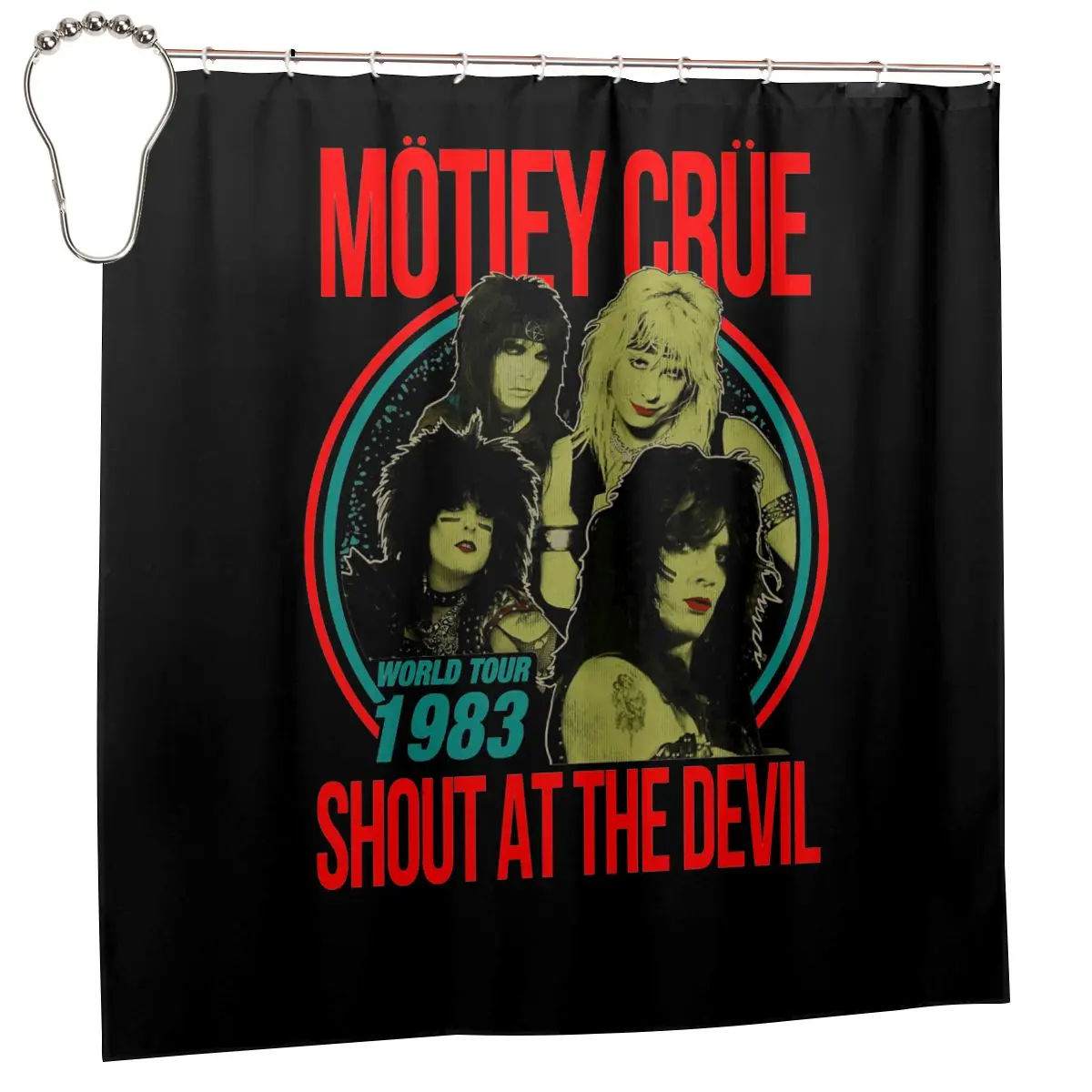 M0tley Crﾨe Shout At The Devil Shower Curtain Bathroom Curtain Shower With Hook Waterproof Fabric