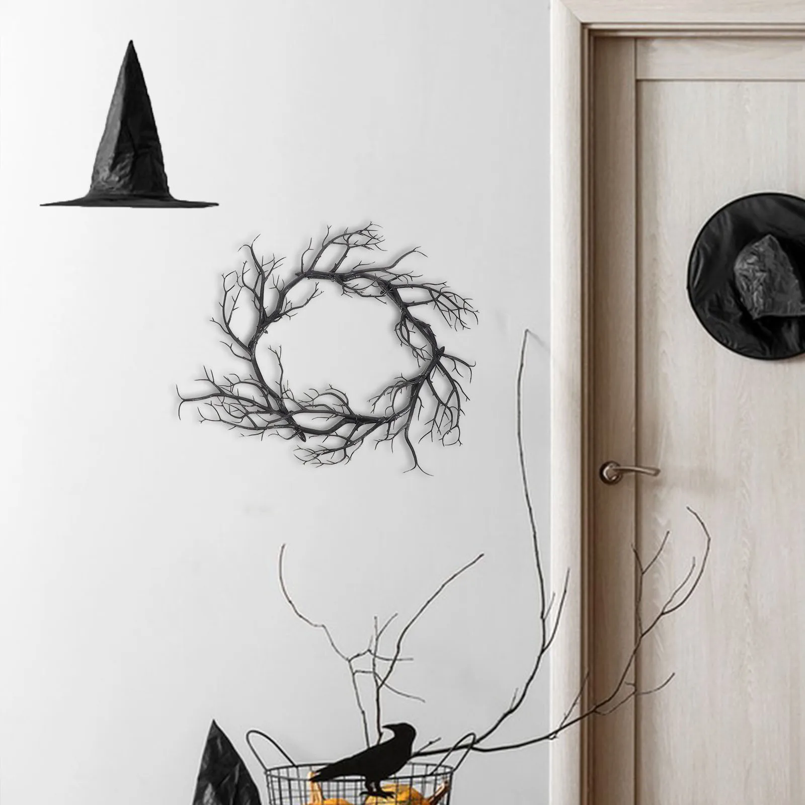 

Halloween Wreath Fake Branches Wall Wreath Photography Prop Detailed Craftsmanship Halloween Garland Hanging Ornament