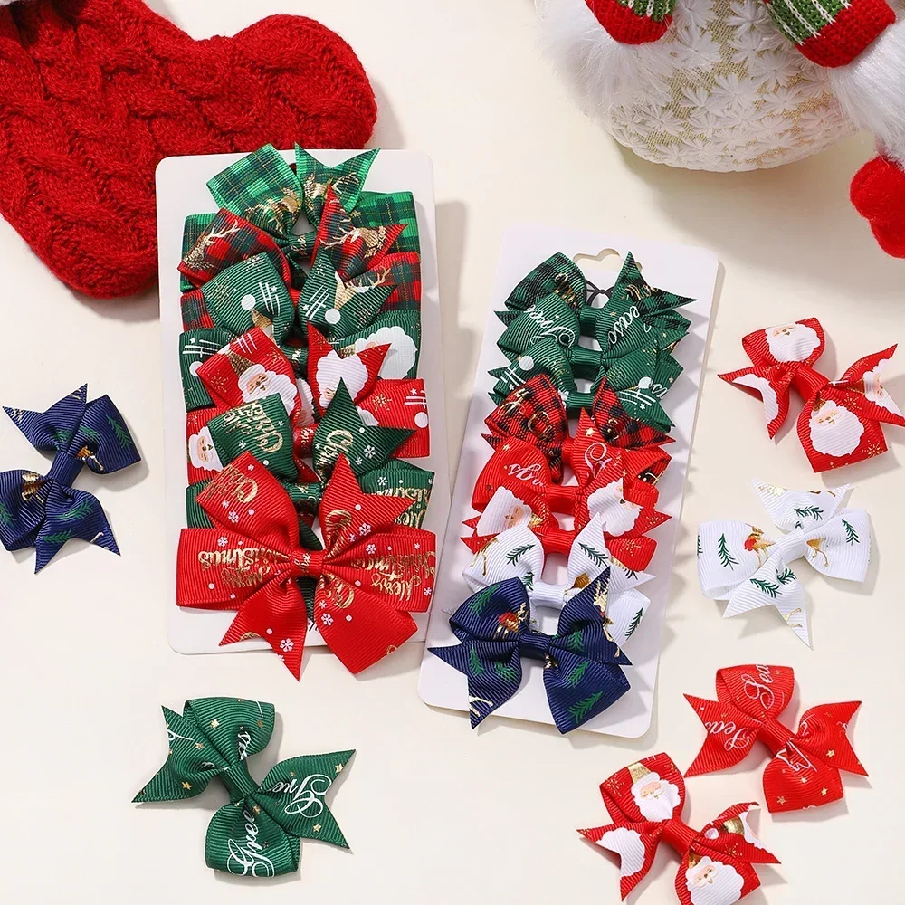 Christmas Hairclip New Year Party Hair Bows for Baby Girl Hair X'mas Santa Deer Decorations Kids Hairpins Hair Accessories Gifts