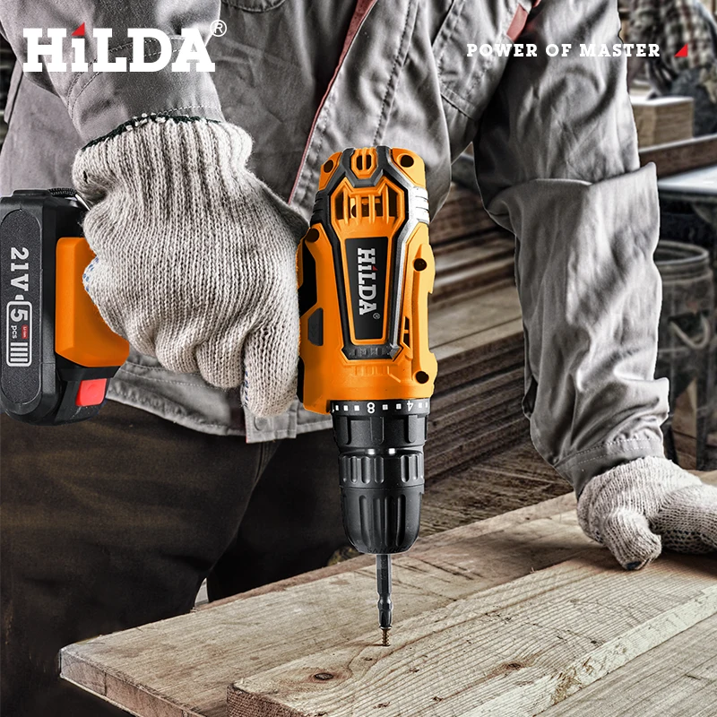 HILDA Electric Drill Cordless Screwdriver Lithium Battery  Mini Drill Cordless Screwdriver Power Tools Cordless Drill