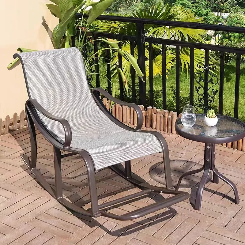 Outdoor Rocking Chair Garden Patio Recliner for Elderly Nap Balcony Leisure Seat with Backrest Home Courtyard Furniture