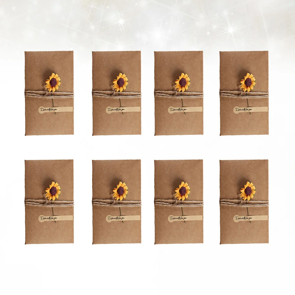 

12pcs Sunflower Greeting Cards Premium Kraft Paper For Christmas Birthday Anniversary Party Invitation Gift Card Printing Craft