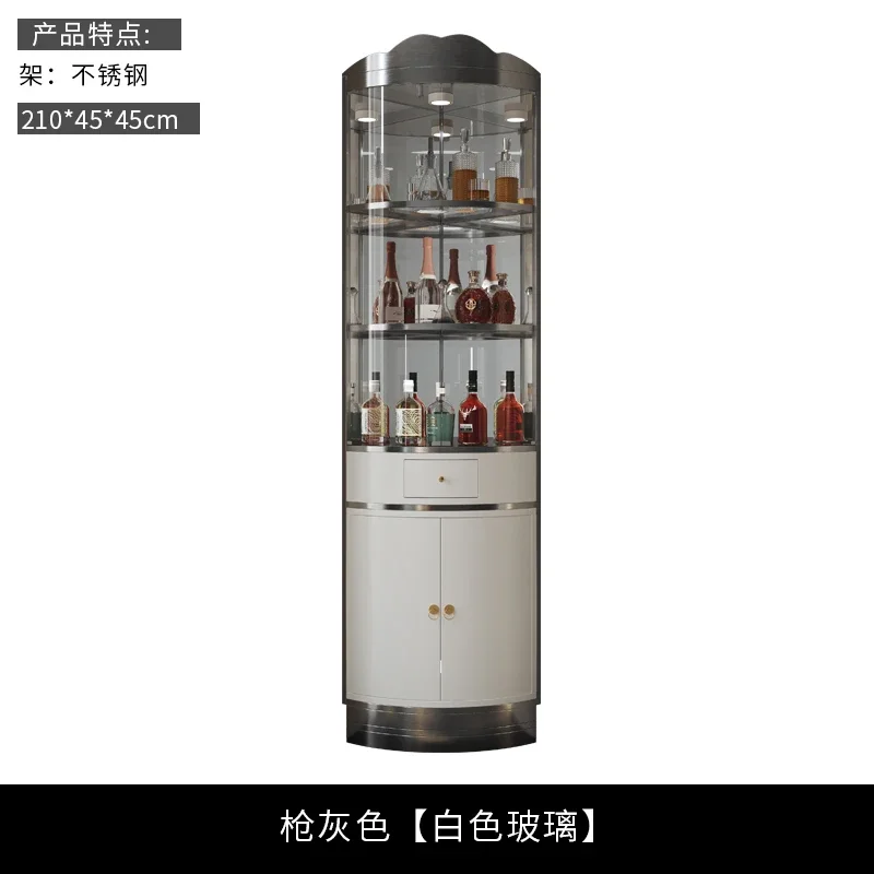 Corner Glass Wine Cabinet Home Living Room Modern Minimalist Triangle Cabinet Light Luxury Liquor Display Cabinet