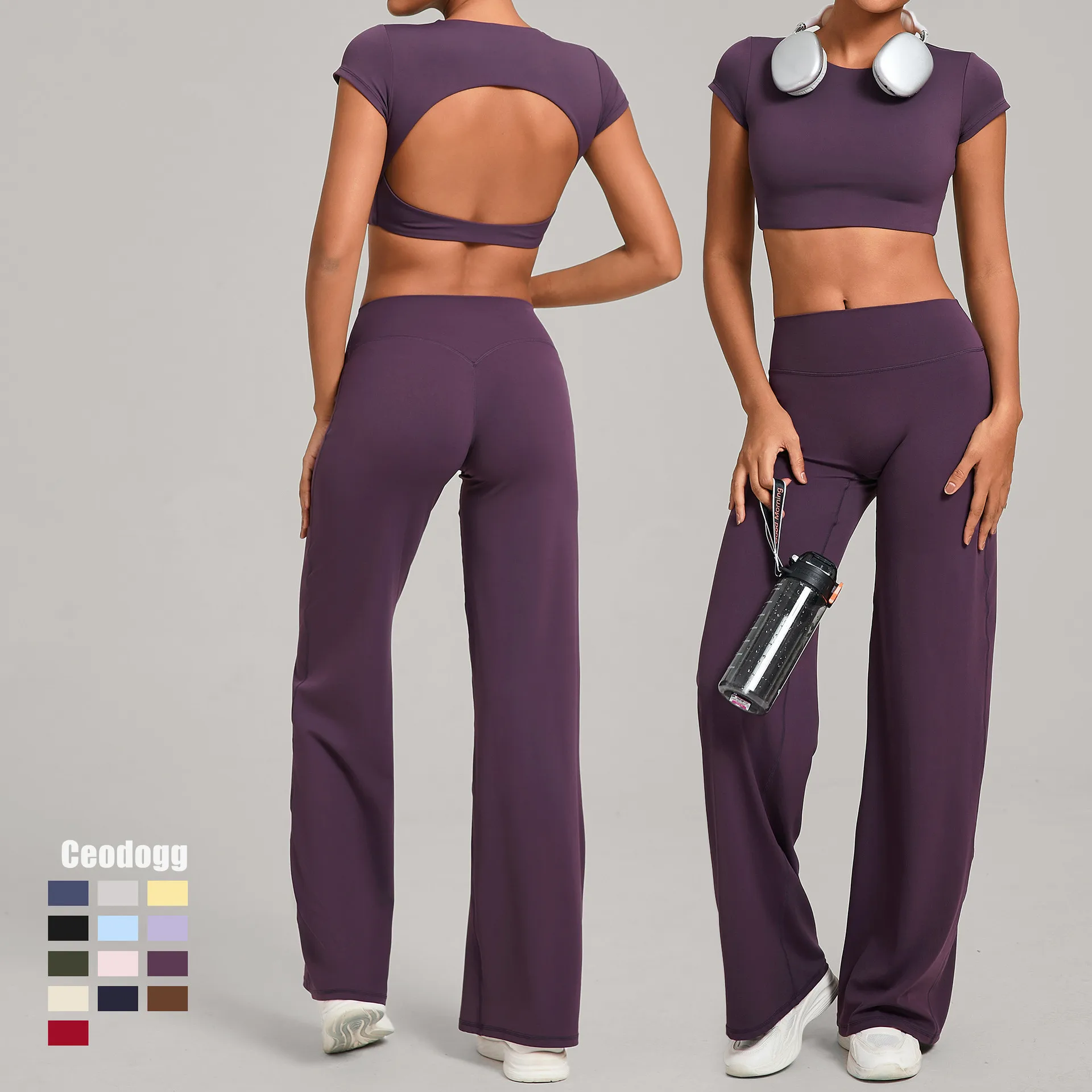 

2PCS Yoga Suit Women Sports Short Sleeves High Waist Leggings Running Outfit Gym Fitness Workout Clothes Push Up Sportswear XP01