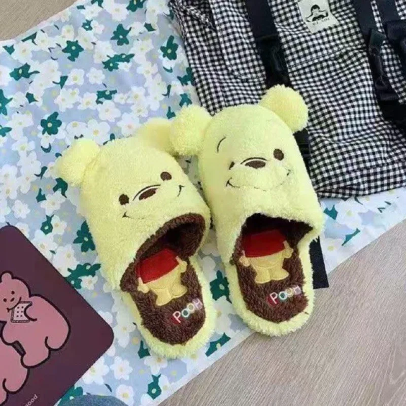 Stitch Disney Slippers Cartoon Pooh Bear Donald Duck Cotton Slippers Anime Cartoon Indoor Anti-Slip Couple Slippers Girl Gift