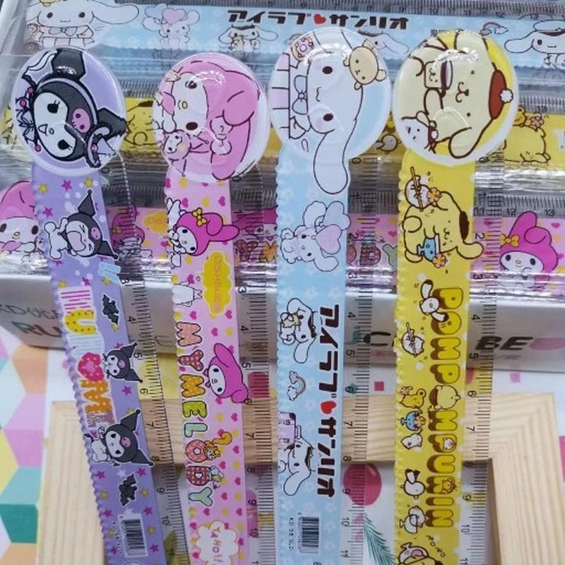 Sanrio Melody Kuromi Cinnamoroll Graduated Ruler Cute Cartoon Students Learn Painting Wholesale Office Stationery Supplies