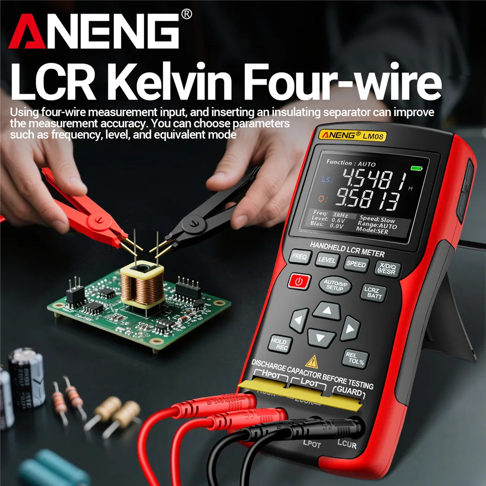 

Bridge LCR Tester ANENG Digital High Precision Resistance Inductance Electronic Component Automatic LM08 capacitor test Tools