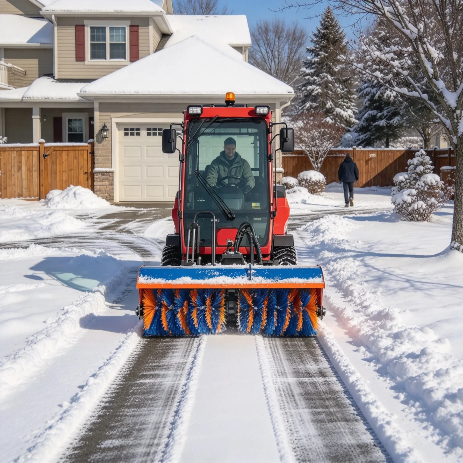 Residential Snow Cleaner Ride On Snow Blower Enclosed Cabin 4 Wheels Snow Sweeper