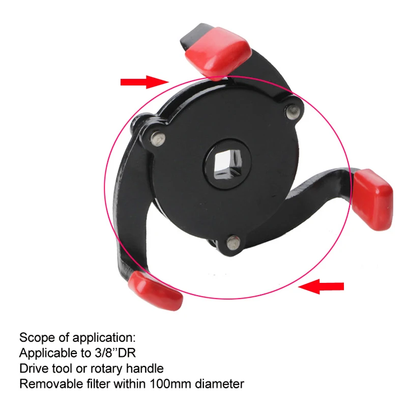 عالية الجودة العالمي 3 الفك 3/8 "سيارة قابل للتعديل فلتر زيت مزيل أداة مفتاح الربط 60 مللي متر إلى 95 مللي متر 2.4 "إلى 3.7" اكسسوارات السيارات