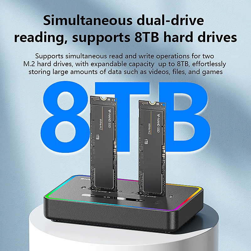 Blueendless Dual-Bay M.2 NVME SSD Clone Docking Station 20Gbps USB3.2 USB C Type C OFFline Cloner Duplicator NVme PCIE Behuizing