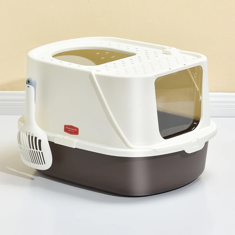

PAKEWAY 2022 New Ark Cat Litter Box Self Cleaning Cat Toilet Hooded Eco-friendly Large Space Cat Litter Tray