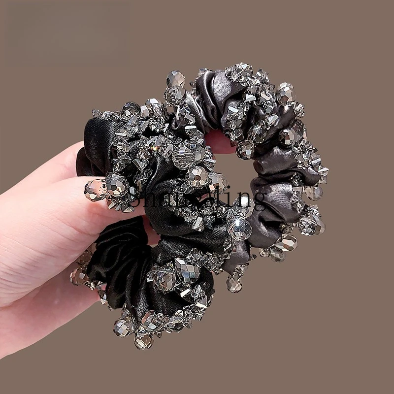 

PYH luxury high-end flash crystal hair band fashion high elastic tie hair rope plate ball head rope new women