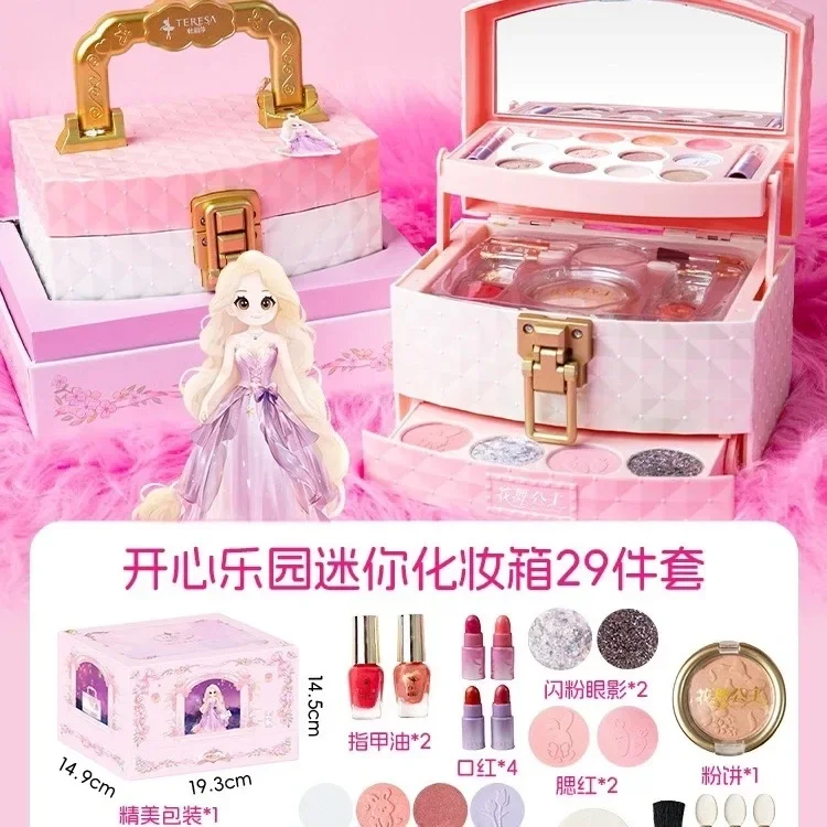 

Original girls princess elsa anna real Cosmetics Beauty Action Figures Set Toy with box kids Fashion Toys Gift