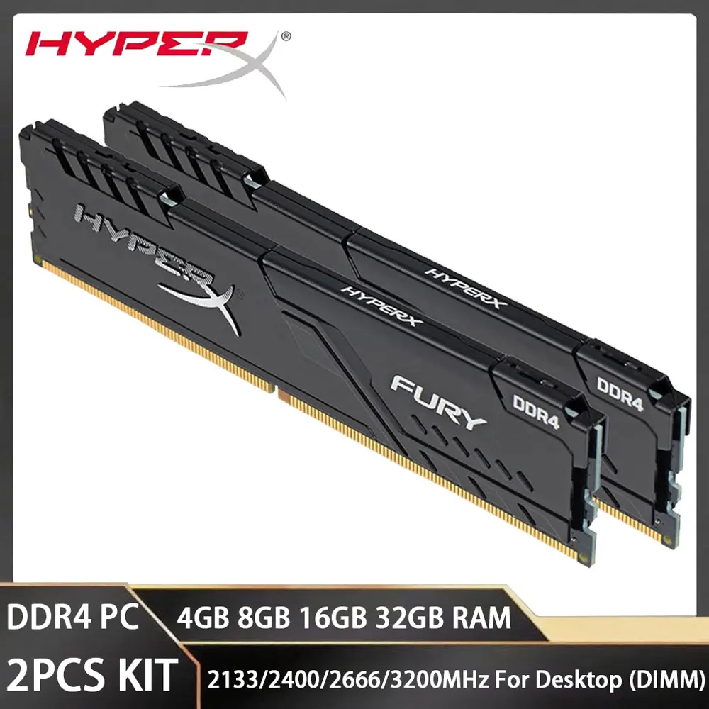 

HYPERX Memory DDR4 PC RAM 4GB 8GB 16GB 32GB KIT 2666MHz 2133 2400 3200MHz Desktop PC4-25600 21300 19200 DIMM RAMs For Intel&AMD