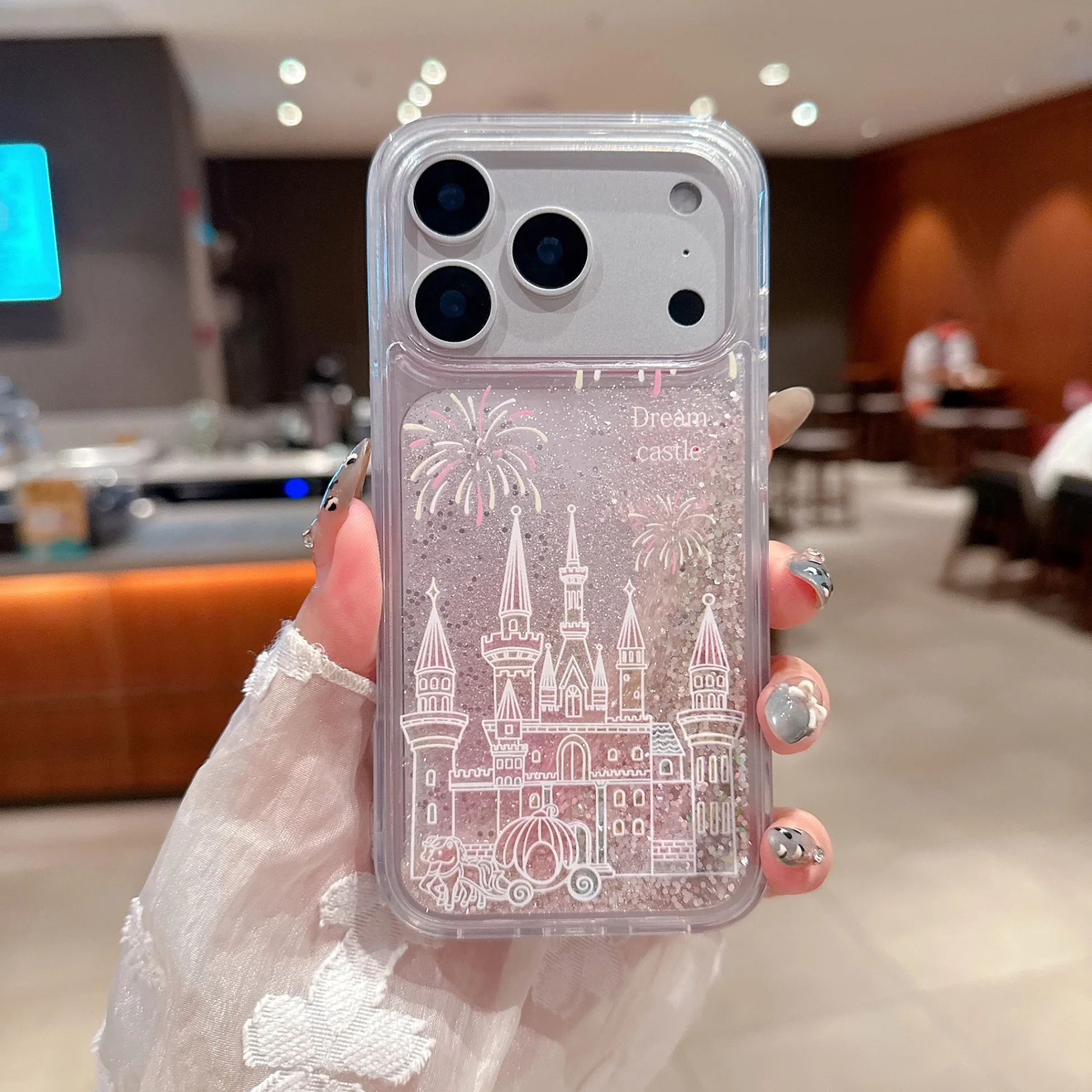 Liquid Quicksand Dreamy Star-Glow Castle Handyhülle für iPhone 17 Pro Max 16 15 14 13 18 Pro Schutzhülle für Frauen und Mädchen – Detail 3