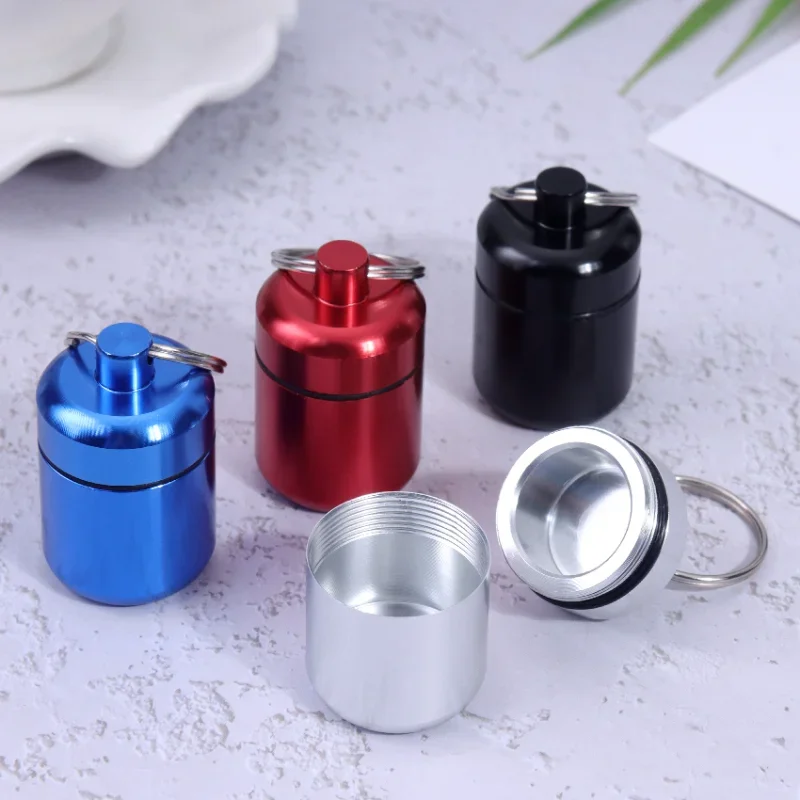 1PC Metal Mini Waterproof Alloy Travel Pill Box Pill Bottle Cache Drug Holder Container Keychain Medicine Box Health Care