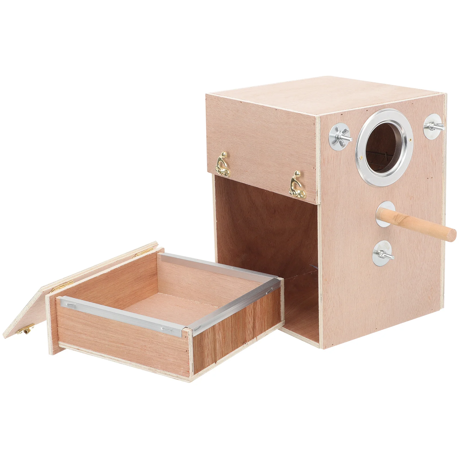 

Parakeet Nesting Box Wood Material Wooden Bird House Bird Breeding Box Easy Clean Drawer Design for Small Birds
