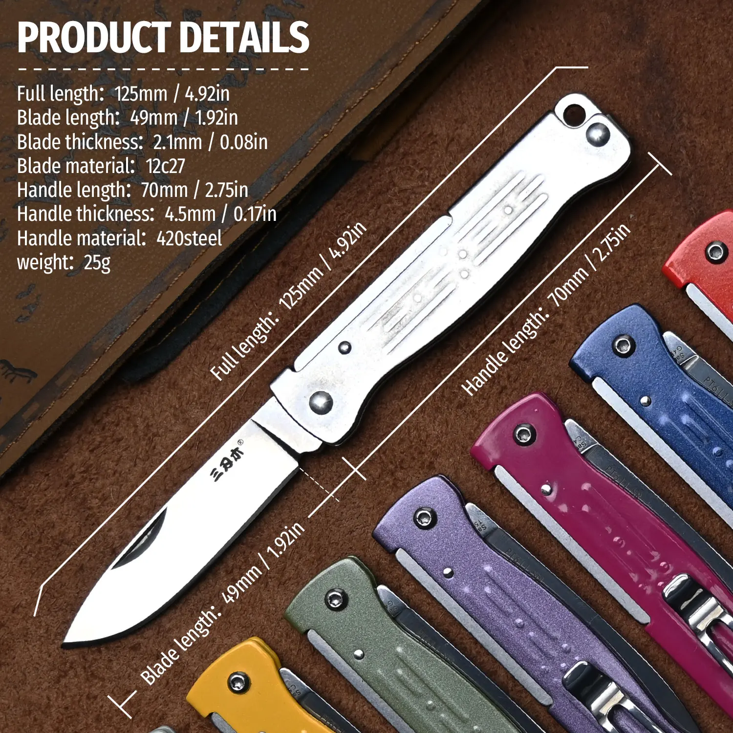 SANRENMU PT611 Folding Knife 12c27 Blade Outdoor Camping Picnic Fishing Daily Use EDC Lightweight Pocket Folding Fruit Knives view 5