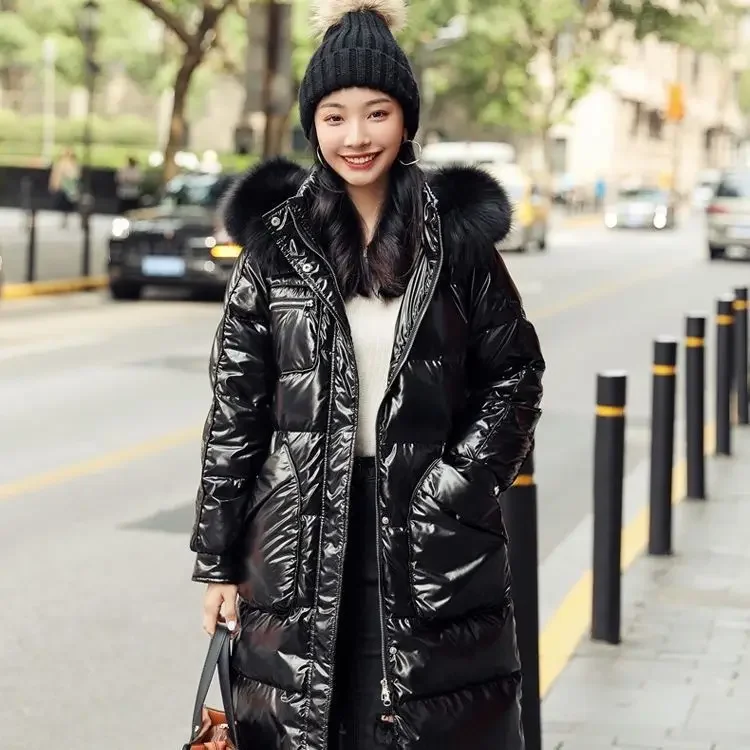 Zimowa moda damska kurtka puchowa wiatroodporna z kapturem wodoodporna kurtka puchowa