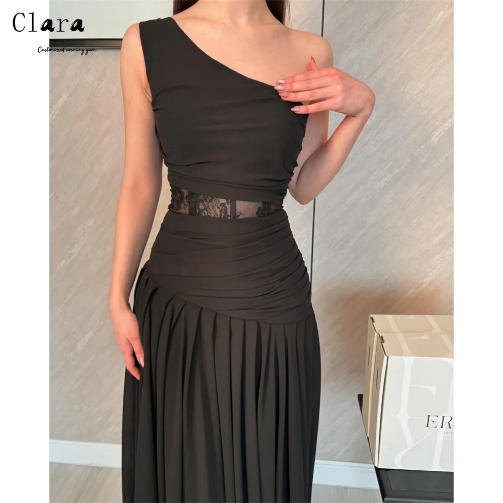 Clara Custom Black Lace One Shoulder Off the Shoulder Luxury Elegant Party Dresses for Wedding Woman Prom Dresses 2026 Evening